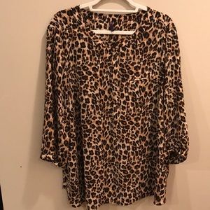 NYDJ Leopard print 3/4 sleeve blouse Size 2X